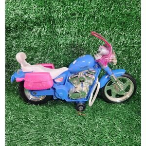 Vtg Barbie Mattel 1999 Motorcycle w/lights Tethered Bike Blue Untested No remote